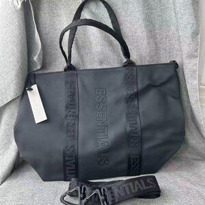 NEW ESSENTIALS Black Nylon Tote Bag Large Capacity Commute Travel Gym Bag